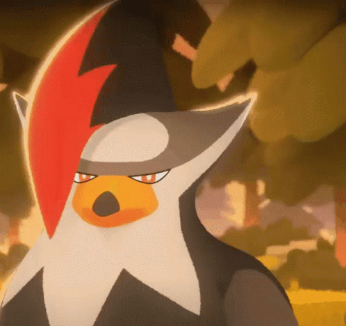 A Cartoon Drawing Of A Bird With A Red Lightning Bolt On It 'S Head GIF