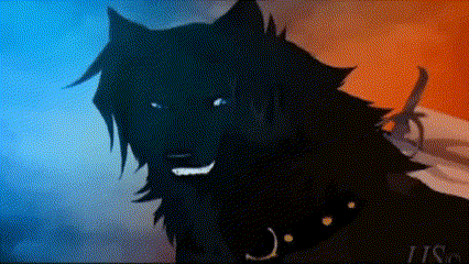 A Cartoon Drawing Of A Black Wolf With A Collar On GIF
