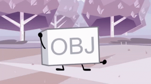 A Cartoon Drawing Of A Block With The Word Obj On It GIF
