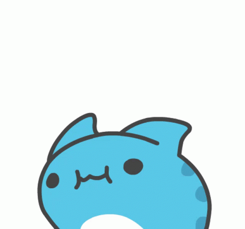 A Cartoon Drawing Of A Blue And White Animal With A Black Nose And Mouth GIF