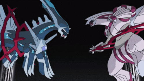 A Cartoon Drawing Of A Blue And White Monster Fighting Each Other GIF