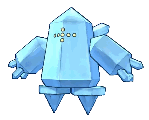 a cartoon drawing of a blue ice cube with yellow dots on it