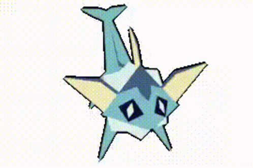 A Cartoon Drawing Of A Blue Shark With A Diamond In Its Eye . GIF