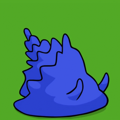 A Cartoon Drawing Of A Blue Shell With A Yellow Head GIF