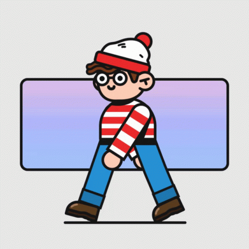 A Cartoon Drawing Of A Boy Wearing A Striped Shirt And A Hat GIF