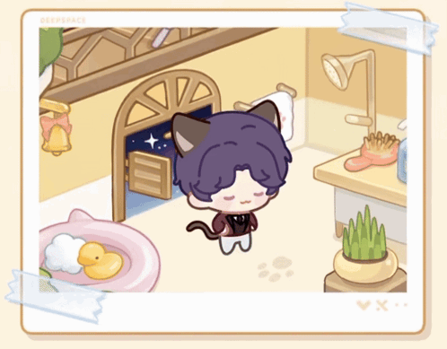 A Cartoon Drawing Of A Boy With A Cat 'S Ears GIF