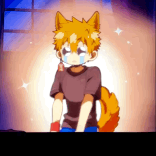 A Cartoon Drawing Of A Boy With A Dog Tail Crying GIF