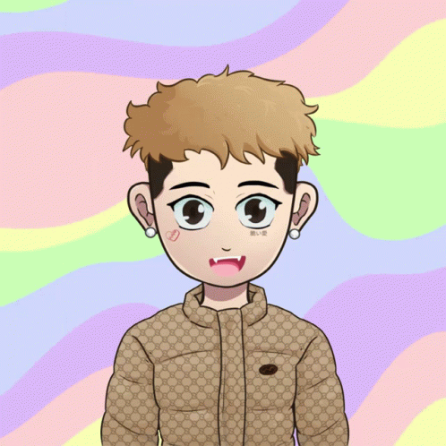 A Cartoon Drawing Of A Boy With A Gucci Jacket On GIF