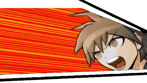a cartoon drawing of a boy with a red and yellow background