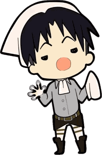 a cartoon drawing of a boy with a white towel around his head