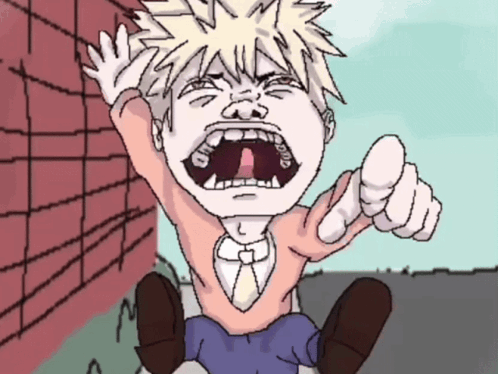 A Cartoon Drawing Of A Boy With His Mouth Open Pointing GIF