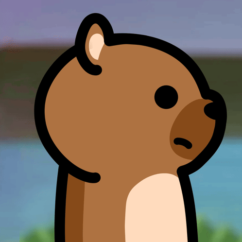 A Cartoon Drawing Of A Brown Bear With A Serious Look On His Face GIF