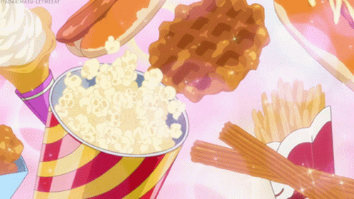 A Cartoon Drawing Of A Bucket Of Popcorn GIF