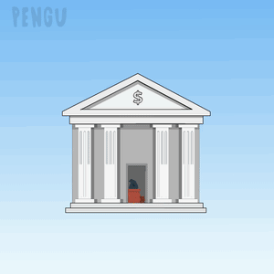 A Cartoon Drawing Of A Building With A Dollar Sign On Top GIF