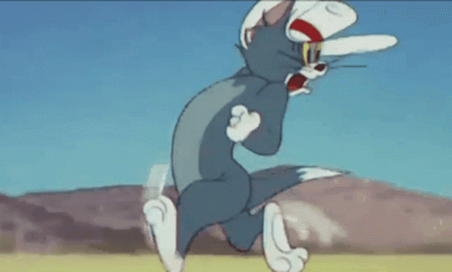 A Cartoon Drawing Of A Bull With Long Horns And Mountains In The Background GIF