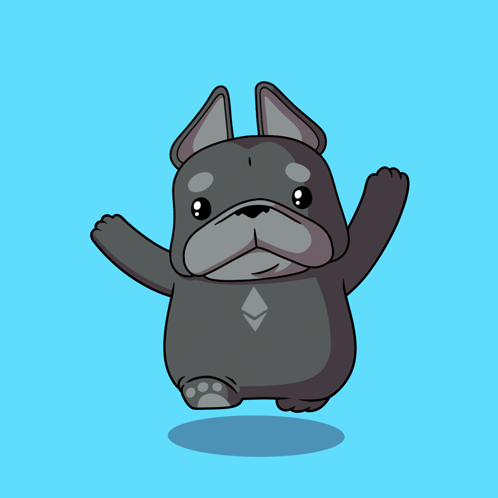 A Cartoon Drawing Of A Bulldog With A Triangle On Its Chest GIF