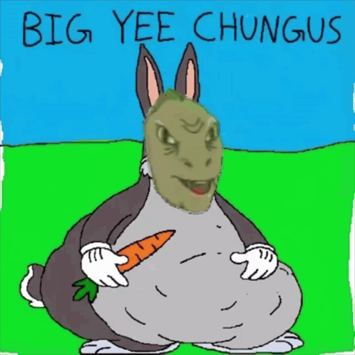 A Cartoon Drawing Of A Bunny Eating A Carrot With The Words Big Yee Chungus Above It GIF