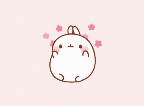 A Cartoon Drawing Of A Bunny With Pink Flowers Coming Out Of Its Ears GIF