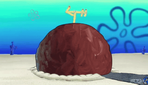 A Cartoon Drawing Of A Cake With A Spongebob Character On Top Of It GIF