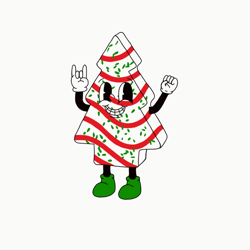 A Cartoon Drawing Of A Candy Cane Christmas Tree With A Face GIF