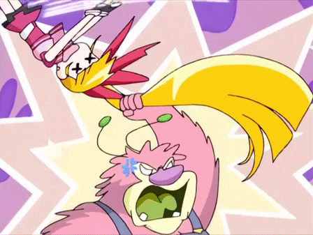 A Cartoon Drawing Of A Cartoon Character Holding Another Cartoon Character GIF