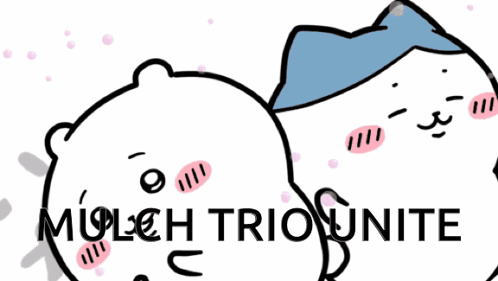A Cartoon Drawing Of A Cat And A Rabbit With The Words Mulch Trio Unite GIF