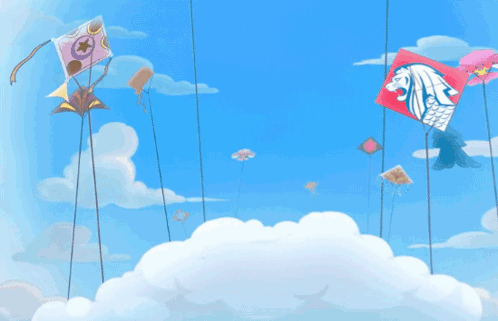 A Cartoon Drawing Of A Cat Flying A Kite GIF