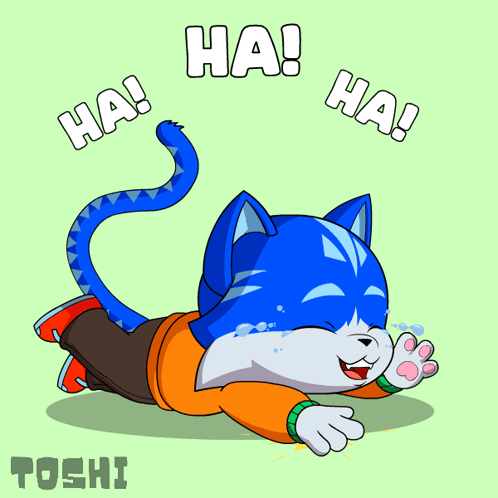 A Cartoon Drawing Of A Cat Laughing With The Words Ha ! Ha ! Above It GIF