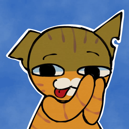A Cartoon Drawing Of A Cat Making A Face GIF