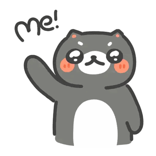 a cartoon drawing of a cat that says " me "