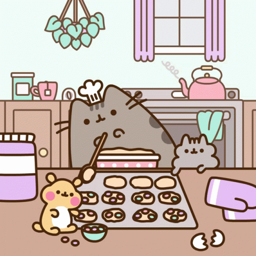 A Cartoon Drawing Of A Cat Wearing A Chef 'S Hat GIF