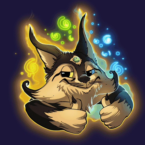 A Cartoon Drawing Of A Cat With A Glowing Eye GIF