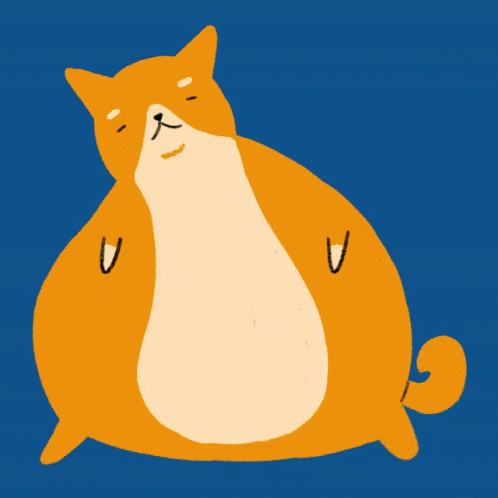 A Cartoon Drawing Of A Cat With A Large Belly GIF