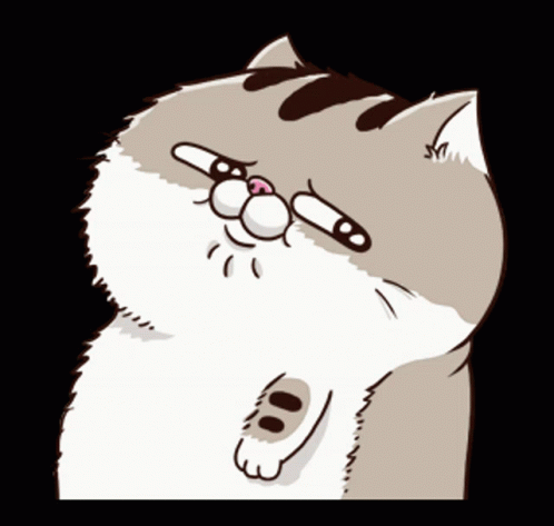 A Cartoon Drawing Of A Cat With A Pink Nose GIF