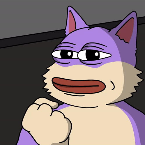 A Cartoon Drawing Of A Cat With A Purple Face GIF