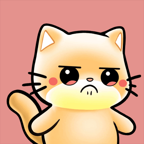 A Cartoon Drawing Of A Cat With A Sad Face GIF