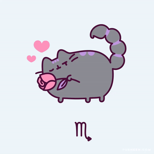 A Cartoon Drawing Of A Cat With A Scorpion Tail And The Letter M Below It GIF