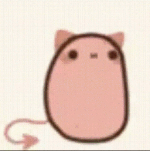 A Cartoon Drawing Of A Cat With A Tail And Ears . GIF