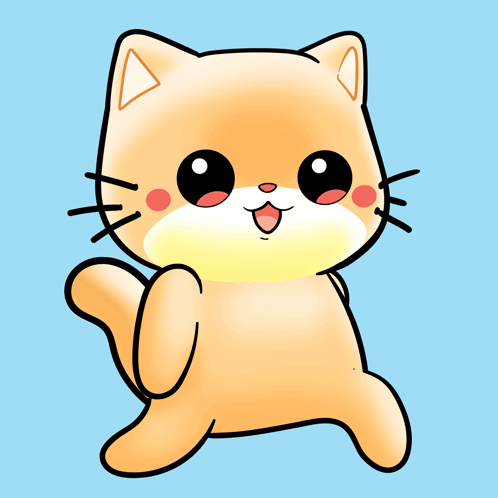 A Cartoon Drawing Of A Cat With A Yellow Nose GIF
