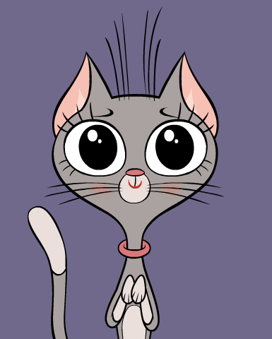 A Cartoon Drawing Of A Cat With Big Eyes GIF