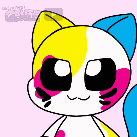 A Cartoon Drawing Of A Cat With Christopher 'S Genie Written On The Bottom Right GIF