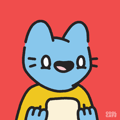 A Cartoon Drawing Of A Cat With Hearts On Its Face And The Words Cool Cats Below It GIF