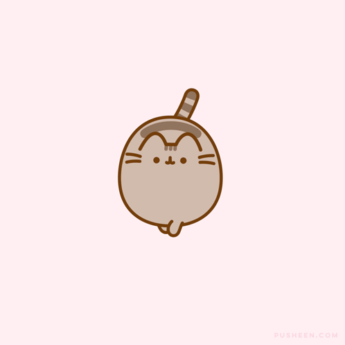 A Cartoon Drawing Of A Cat With The Website Pusheen.com Written Below It GIF
