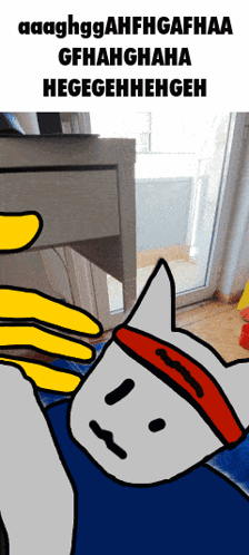 A Cartoon Drawing Of A Cat With The Words Aaaghggahfhgafhaa Gfhanhghana Hegegehheghe GIF
