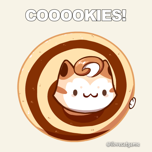 A Cartoon Drawing Of A Cat With The Words Cooookies On It GIF