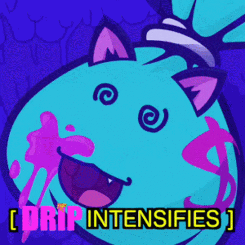 A Cartoon Drawing Of A Cat With The Words Drip Intensifies Written On It GIF
