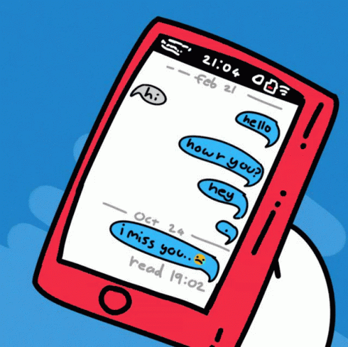 A Cartoon Drawing Of A Cell Phone With Text Bubbles On It GIF
