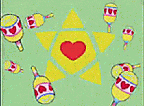 A Cartoon Drawing Of A Child Holding A Heart And A Maracas GIF