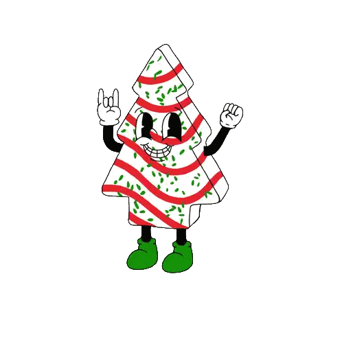 a cartoon drawing of a christmas tree with a face