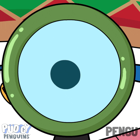 A Cartoon Drawing Of A Circle With The Words Pudgy Penguins Written Below It GIF